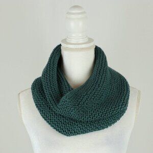 Handmade Unisex Adult Blue Knit Organic Cotton Infinity Cowl